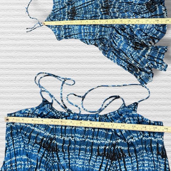 Free People Nicest Sierra Blue Criss Cross Smocked Tank Top L - Picture 4 of 5